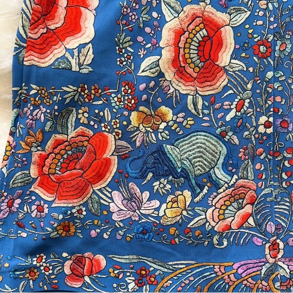 New! Rare ROBERTO CAVALLI Logo Tasseled Ruched Floral Tiger Print Crepe Top - Picture 13 of 16